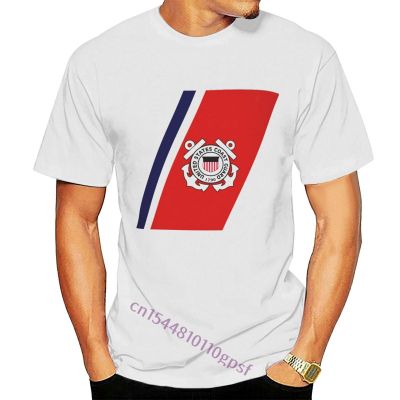 US Coast Guard Racing Stripe Mens Short Sleeve Shirt Humor Round Neck T-Shirt Cotton Funny Gildan