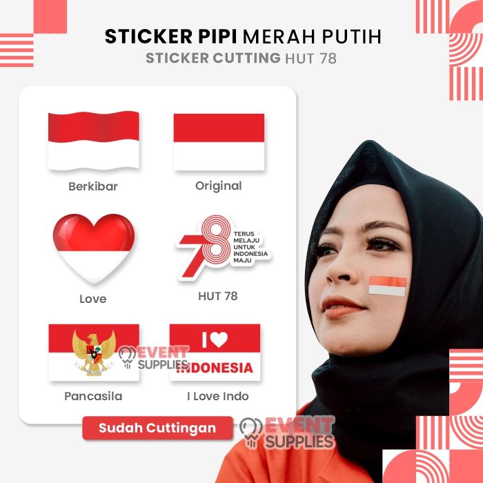 10pcs Sticker Pipi Hut Ri Bendera Merah Putih Stiker Kemerdekaan Indonesia Pancasila I 4399