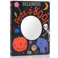 Halloween theme picture book hidden cat English original Halloween Peek a boo cardboard book low childrens English Enlightenment cognition picture book interactive mirror