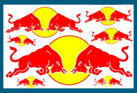 สติกเกอร์ PVC Red Bull สีแดง RB11 สติกเกอร์แต่งรถ สำหรับรถมอเตอร์ไซค์ ติดรถยนต์ หมวกกันน็อค โลโก้ Logo สปอนเซอร์ Sponsor Racing Stickers จำนวน 1 แผ่น