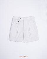 Diplomate Grey Stripes Seersucker Shorts with Side Adjusters กางเกงขาสั้น มีจีบ ผ้าคอตตอนเซียร์ซักเกอร์ญี่ปุ่น มีที่ปรับด้านข้าง สีเทาลายทาง ดิโพลเมท