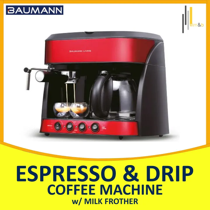 Baumann 2in1 Espresso & Drip Coffee Machine with Milk Frother Lazada PH