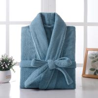 HOT★ผ้าฝ้าย100% ยาวหนาดูดซับ Terry Bath Robe Kimono น้ำหนักเบาผ้าเช็ดตัวเสื้อคลุมอาบน้ำ Plus ชุดนอนผู้หญิง Dressing Gown