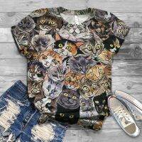 2023 NEWWomen S Summer T-Shirt Lovely Home Original Cat Print Short Sleeve Loose Casual Comfortable Top R Trend.เสื้อยืด