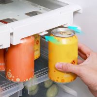 【CC】 Cans Dispenser Refrigerator Beer Soda Under Shelf Beverage Bottle Holder Double-row Storage Rack Fridge Organizer