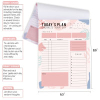 Undated Daily Planner Time Schedule Agenda Notebook 52 Sheets Easy Tear Off Magnetic Diary Notepad with Goals School Supplies