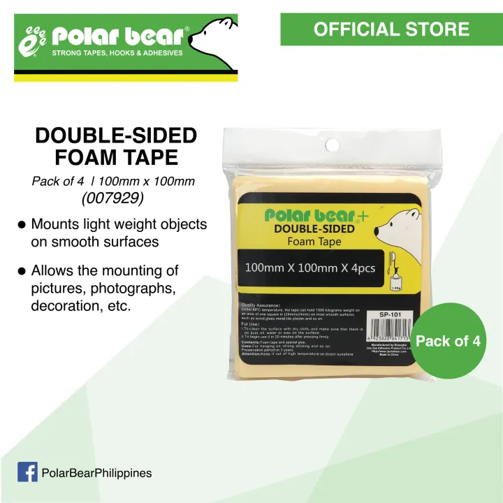 Polar Bear Double Sided Foam Tape 100mm X 100mm Sp101 Pack Of 4 Lazada Ph