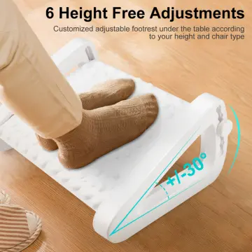 Adjustable Under Desk Footrest, Ergonomic Foot Rest with Massage Texture  and Roller, Foot Stool with 6 Adjustable Height Position, Tilting Foot Stool  Adjustment for Home, Office, Train 
