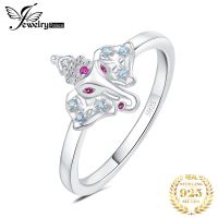 Jewelrypalace New Arrival Elephant Created Ruby Blue Nano 925 Sterling Silver Statement Ring For Woman Fashion Luxury Jewelry