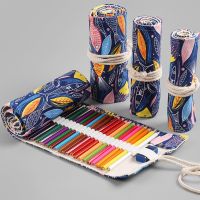 【CC】❏  36/48/72 Slots Colorful Canvas Wrap Stationery Storage Holder Roll  School Supplies