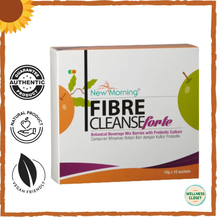 New Morning FibreCleanse Forte 15g x 15 sachets Vegan, Halal, Soluble + Insoluble Fiber