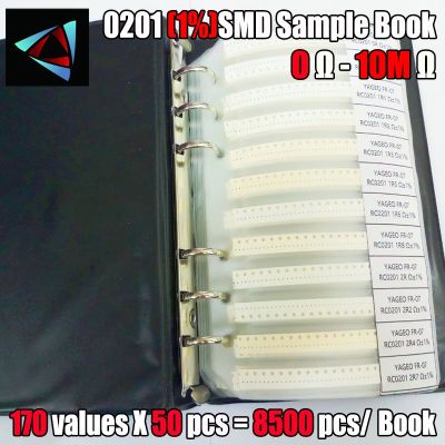 【jw】♣  0201 SMD Resistor Sample Book 170valuesx50pcs 8500pcs 1  0ohm to 1.5M Chip Assorted