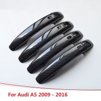 ขอบฝาครอบที่จับประตูด้านนอกรถยนต์พิมพ์ลายคาร์บอนไฟเบอร์สำหรับ Audi A5 2009 2010 2011 2012 2013 2014 2016 2015