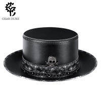 Halloween European And American Punk Plague Doctor Neutral Magic Hat Pu Leather Skull Chain Gentleman Top Hat Female