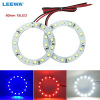 :?》 -- LEEWA 10ชิ้น60มม. ดวงตานางฟ้าของรถยนต์1210/3528ไฟหน้ารถมอเตอร์ไซค์แบบ LED 15SMD แหวนเฮโลนางฟ้าแสงไฟที่ตาสีขาวสีแดงสีฟ้า # CA2667