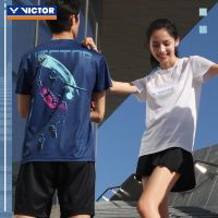 2023ใหม่ Victor Victory ชุดกีฬาแบดมินตันเสื้อยืดแขนสั้นแห้งเร็วสำหรับทั้งหญิงและชาย T-30028กีฬาวิ่ง