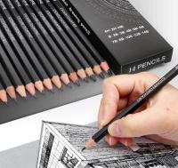 14Pcs/Set Professional Drawing Sketching Pencil Set Art Pencils Graphite Shading Pencils for Sketch Beginners Pro Artists