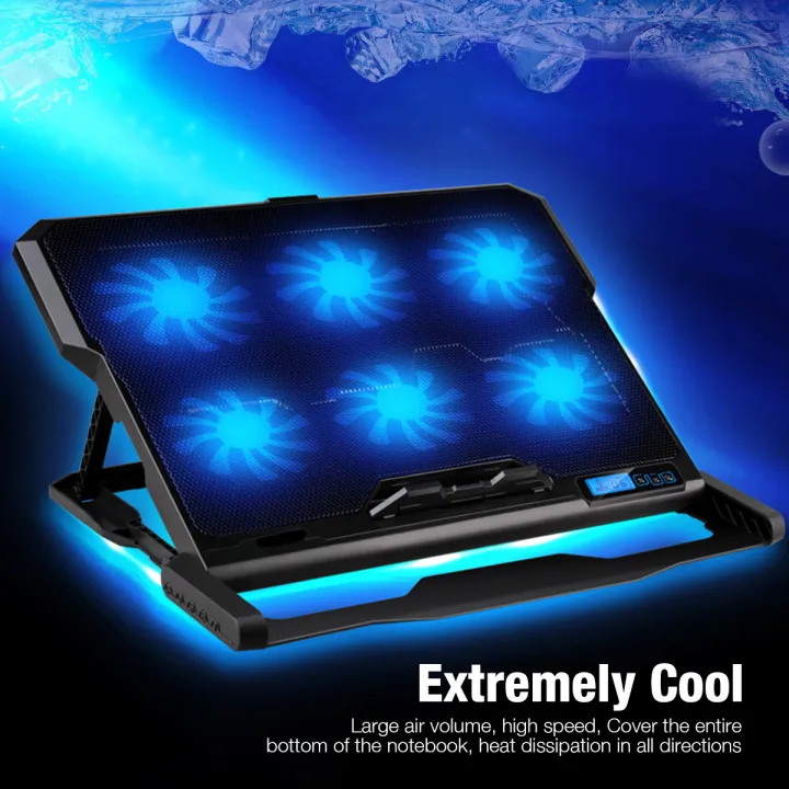 Notebook Radiator Powerful Six Fan Computer Cooler LCD Screen Two USB ...