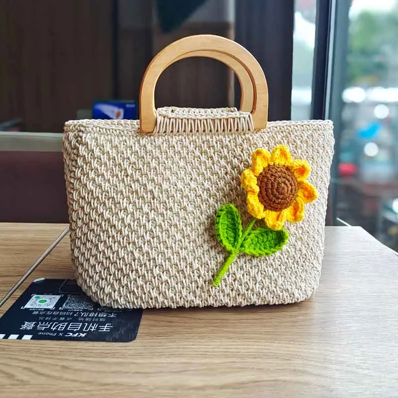 Lily Woven Wood Handle Tote