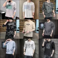 เสื้อยืด ผู้ชาย แขนยาว คอกลม แฟชั่นผู้ชาย ผ้านิ่ม ใส่สบาย สะไตร์เกาหลี