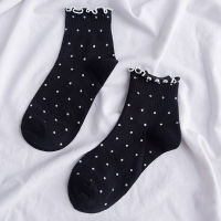 1Pair Womens Socks Casual Breathable Striped Heart Cotton Solid Color Lace Cute Dots Women Fashion Lady Socks