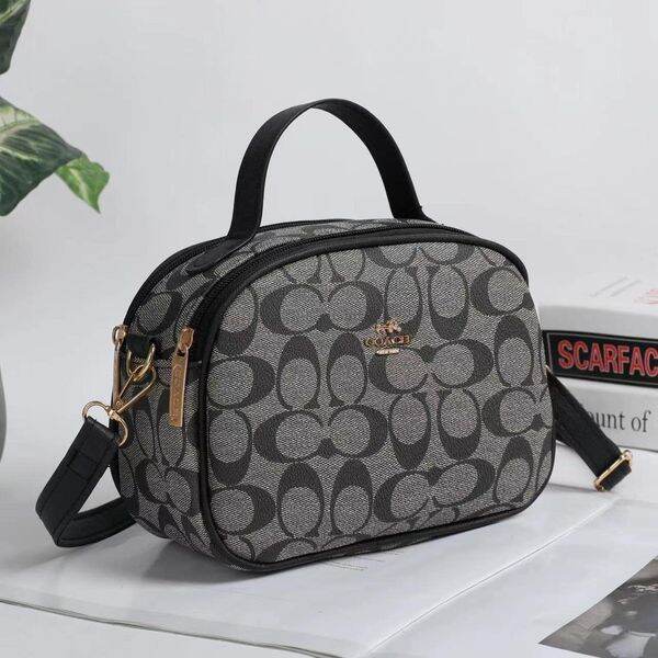 COACH Luxury Fashionable Double Zipper Sling Bag Top Grade for Ladies