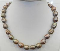 10-11MM CHAMPAGNE NATURAL TAHITIAN PEARL NECKLACE 18" AAA&amp;gt;&amp;gt;&amp;gt;Free shipping