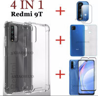 4in1 For Xiaomi Redmi 9T เคสโทรศัพท์ใส + ฟิล์มเลนส์กล้อง + ฟิล์มกระจกเต็มจอ+ ฟิล์มหลัง ฟิล์มกันกระแทกขอบดำ