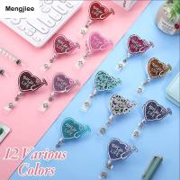 รอกม้วนป้ายชื่อป้ายชื่อ12สี Mengjee บัตรพนักงานคลิปหนีบกระดาษมีคลิปหนีบป้ายคลิปในโรงพยาบาลเลิฟรีลหัวใจแบบหนีบกระเป๋าที่หนีบที่สตาร์ทมอเตอร์ไซค์หัวเข็มขัด