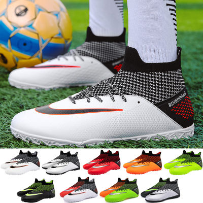 Soccer Shoes For Men High Quality Boys Football Boots Teen High Ankle Breathable Cleats Triners Outdoor 2022 Turf Free Shipping