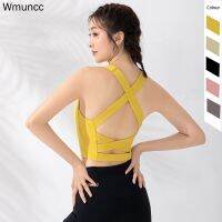 [NEW H] Wmuncc Sexy Cross Sport Bra Women Push Up เสื้อกั๊กกันกระแทก Yoga Tops With Padding Running Gym Fitness Jogging Clothing Anti Sweat