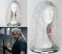 【CW】 Halloween mens Withers silver cosplay wig Monster hunters Geralt grey silver curly long hair costumes