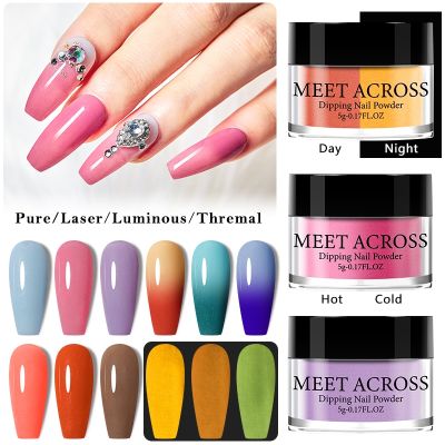 【CW】 MEET ACROSS Nail Temperature Changing Color Powder Glitter Thermal Pigment Soak Off UV Dust Long Lasting Decoration