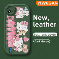 YIWESAN เคสสำหรับ Realme C20 C15 C11 C20A 2020 C11 2021 Narzo เคส50i ลาย Hello Kitty น่ารักเคสมือถือกันกระแทกป้องกันการตกหล่นอ่อนเคสใส่โทรศัพท์หนังใหม่พร้อมเคสป้องกันกล้องสำหรับเลนส์คลุมทั้งหมด