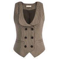 ☊✆卍 Belle Poque Breasted Waistcoat Lapel Collar Coat With 2 Pockets Steampunk Handkerchief Hem A30