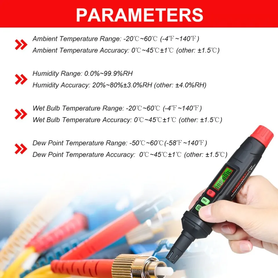 Portable Thermo-Hygrometer 4-in-1 Digital Psychrometer Mini