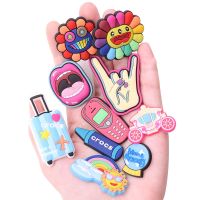 1Pcs Phone Flowers Suitcase Sun Pumpkin Car PVC Garden Shoes Charms Shoe Decorations DIY Bracelets Croc Jibz Kids Party Gift