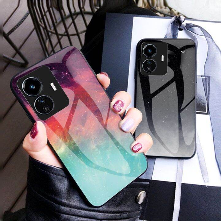 vivo-y77-5g-ปลอกกระจกเทมเปอร์เคสโทรศัพท์-soft-tpu-ป้องกันขอบ-hard-กันกระแทกแฟชั่น-vivo-y77-5g-เคสฝาหลัง