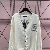 Cross Sanskrit Horseshoe Chrome heartsˉMachine Embroidery Custom Hardware Button Vintage Worn V-neck Long Sleeve Breasted