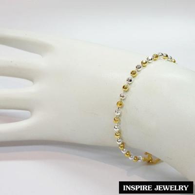 Inspire Jewelry ,สร้อยข้อมือเม็ดอิตาลีตัดเหลี่ยม 2 กษัตริย์ (ขนาดเม็ด 3 mm) สวยหรู คงทน งานคุณภาพ พร้อมถุงกำมะหยี่