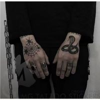 Back Hand Spider Web Snake Waterproof Temporary Tattoo Sticker Dark Punk Rock Wind Men Fake Tattoo Black Cool Tatuajes Tenporale