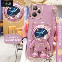 AnDyH Casing For OPPO Realme C35 4G Realme Narzo 50A Prime 4G Phone Case Cute 3D Starry Sky Astronaut Desk Holder with lanyard