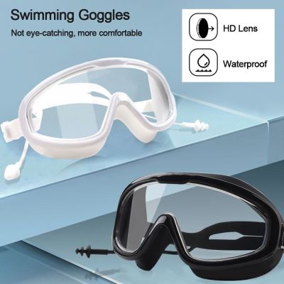 New Outdoor Swim Goggles Waterproof Anti-Fog Wide View Scuba Diving Swimming Glasses with Earplugs Adult Youth Swim Eyewear