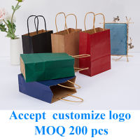 10 pcs DIY Multifunction soft color paper bag with handles Festival gift bag shopping bags kraft paper packing bag