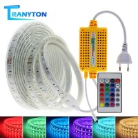 220V RGB 5050แถบไฟ Led RGB 1M-15M เทปยืดหยุ่นนำไฟแถบกันน้ำ Rion พร้อม24Key IR ระยะไกลสำหรับตกแต่งกลางแจ้งในบ้าน