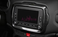 2016-2017 Interior Moulding Trim Carbon Fiber Color Radio Screen Overlay Cover Chrome Car Styling For Jeep Renegade Accessories