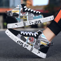 Fashion Graffiti Printed High top Sport Sneakers Men Flat Couples Sports Shoes Outdoor Comfortable Fabric Women Skateboard Shoes