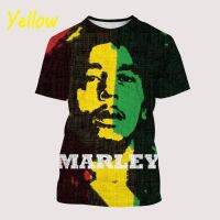 2023 Customized Fashion Summer Hot Star Bob Marley 3D T-shirt Print able Casual Fun Round Neck Short-sleeved Top T-shirt，Contact the seller for personalized customization