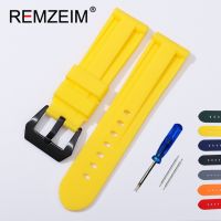 ♙❈№ High Quality Silicone Watch Band Yellow Green Black Rubber Watch Strap 22mm 24mm 26mm Watch Strap Watch Replacement Watchbands