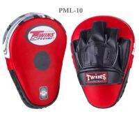 Twins  Special focus mitts PML-10 Red-Black for Training Muay Thai MMA K1 เป้ามือทวินส์ สเปเชี่ยล แบบโค้ง สีแดง-สีดำ หนังแท้ สำหรับเทรนเนอร์ ในการฝึกซ้อมนักมวย